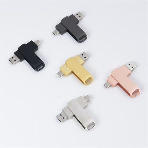 Clé USB multifonctionnelle pour téléphone portable, Type-C, en métal, à double connecteur pour stockage