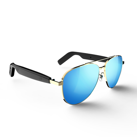 Lunettes intelligentes Bluetooth avec verre, matériau ABS+PC, connectivité V5.4, lunettes de soleil sans fil à commande tactile, autonomie de 7 heures, étanchéité IP4.