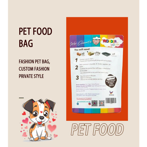 Sachet Mylar à fond plat refermable à soufflet latéral imprimé sur mesure pour aliments pour animaux de compagnie, avec fermeture à glissière réutilisable