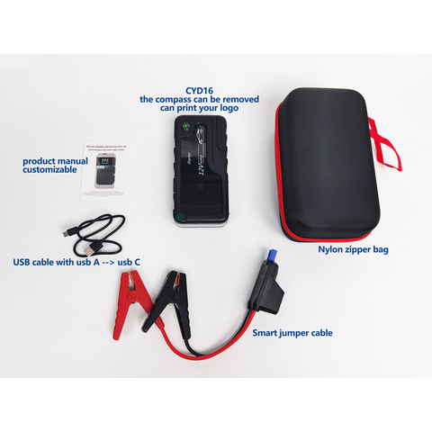 12V auto car jump starter 1000A emergencia herramienta de mano con banco de energía LED luz SOS coche booster gran capacidad CE ROHS