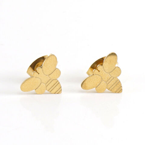 Boucles d'oreilles en acier inoxydable en gros avec faible MOQ, boucles d'oreilles à clous personnalisées et tendance plaquées or 18 carats pour femmes, personnalisation OEM/ODM