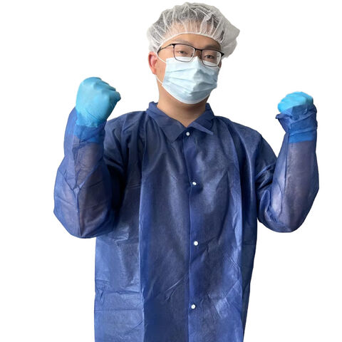 Direktverkauf ab Werk Medizinische Versorgung Staubdicht Langlebige Isolation Anti-Fouling Nicht sterile Laborkittel mit Knopf