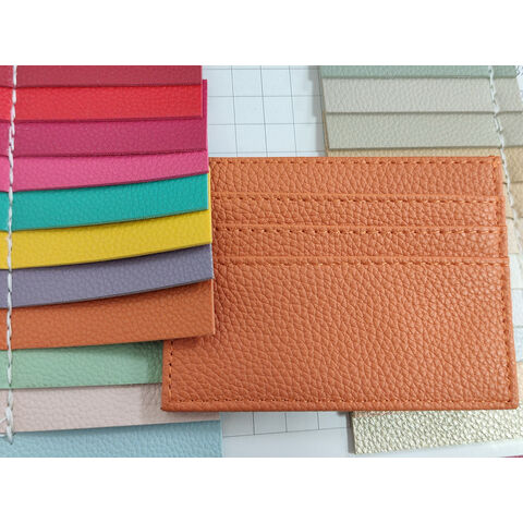 CK147 Tarjetero de cuero PU de alta calidad, tarjetero en blanco, diseño personalizado, mini billetera delgada de cuero para tarjetas de crédito