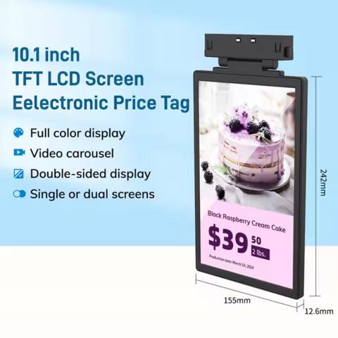 Ecrã LCD Digital de 10,1" de um/dois lados, sinalização eletrónica LCD, etiqueta eletrónica de prateleira para promoção de preços