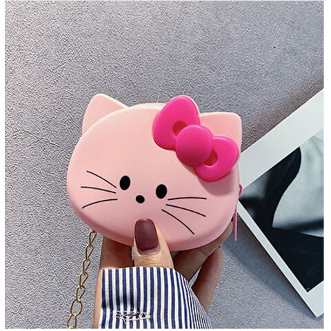 Monederos de silicona con diseño de gatito, bolso de hombro individual para niñas