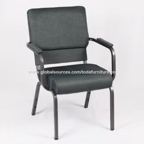 Cadeira de Igreja Acolchoada em Tecido Metálico para Auditório, Teatro, Palestras, Salão de Reuniões, 50 cm de Altura, Assentos de Alta Qualidade com Braços para Eventos