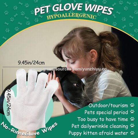 Lingettes Déodorantes Hypoallergéniques Douces en Forme de Gant pour le Nettoyage des Chiens et Chats - Vente en gros