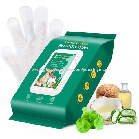 Lingettes Déodorantes Hypoallergéniques Douces en Forme de Gant pour le Nettoyage des Chiens et Chats - Vente en gros