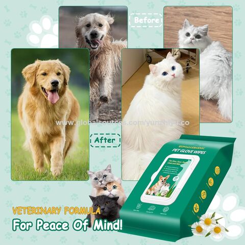 Lingettes Déodorantes Hypoallergéniques Douces en Forme de Gant pour le Nettoyage des Chiens et Chats - Vente en gros