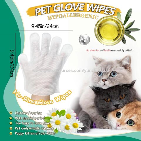 Lingettes Déodorantes Hypoallergéniques Douces en Forme de Gant pour le Nettoyage des Chiens et Chats - Vente en gros