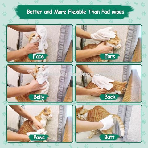 Lingettes Déodorantes Hypoallergéniques Douces en Forme de Gant pour le Nettoyage des Chiens et Chats - Vente en gros