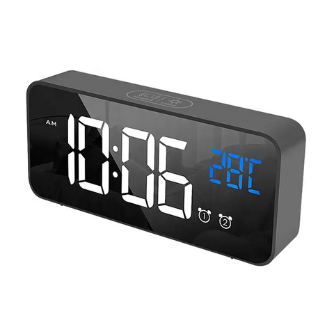 Intelligenter digitaler LED-Wecker mit kabellosem Ladegerät, Thermometer und Zeitanzeige für Schlafzimmer, Meetings, Reisen, Hausaufgaben