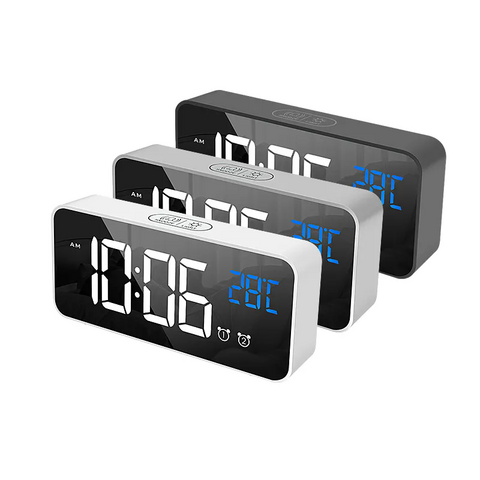 Intelligenter digitaler LED-Wecker mit kabellosem Ladegerät, Thermometer und Zeitanzeige für Schlafzimmer, Meetings, Reisen, Hausaufgaben
