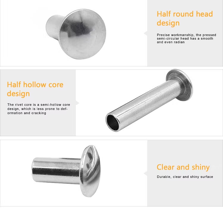 High Grade Stainless Steel Round Head Semi-tubular Rivets Din 7338 ...