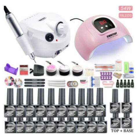 Kit d'Outils pour Ongles de Haute Qualité Incluant Lampe UV, Polisseuse, Lime et Pinceaux pour Fournitures d'Onglerie - Vente en Gros