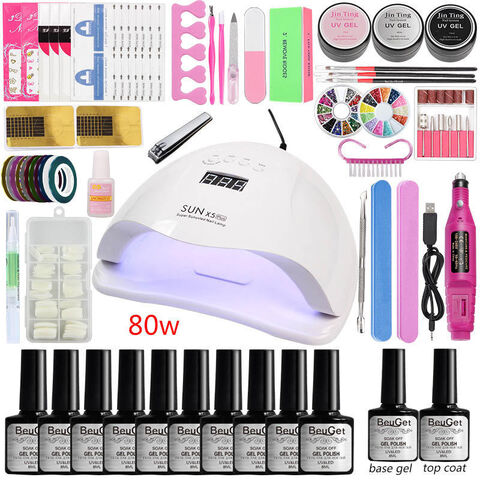 Kit d'Outils pour Ongles de Haute Qualité Incluant Lampe UV, Polisseuse, Lime et Pinceaux pour Fournitures d'Onglerie - Vente en Gros