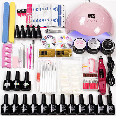 Kit d'Outils pour Ongles de Haute Qualité Incluant Lampe UV, Polisseuse, Lime et Pinceaux pour Fournitures d'Onglerie - Vente en Gros