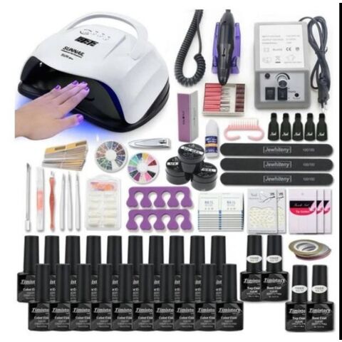 Kit d'Outils pour Ongles de Haute Qualité Incluant Lampe UV, Polisseuse, Lime et Pinceaux pour Fournitures d'Onglerie - Vente en Gros