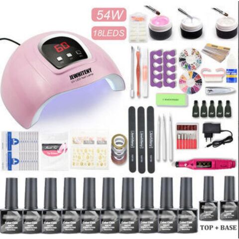 Kit d'Outils pour Ongles de Haute Qualité Incluant Lampe UV, Polisseuse, Lime et Pinceaux pour Fournitures d'Onglerie - Vente en Gros