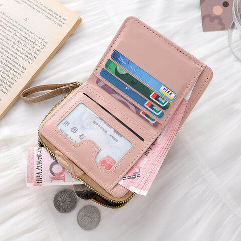 Clips de dinero Billetera multifuncional con diseño de flores para mujer, monedero corto, delgado y pequeño con cremallera