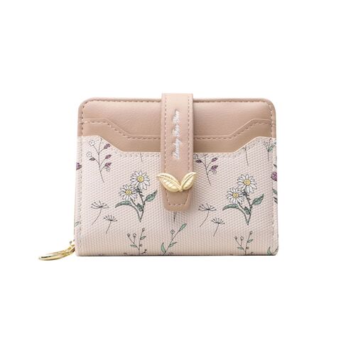 Clips de dinero Billetera multifuncional con diseño de flores para mujer, monedero corto, delgado y pequeño con cremallera