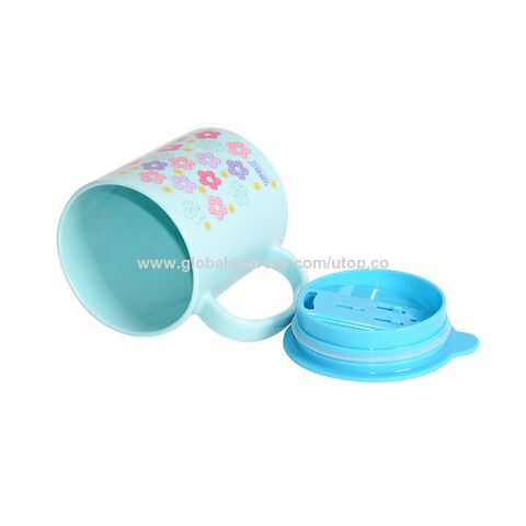 Gelas Plastik Anak-anak, Mug Teh Susu, Gelas Plastik PP dengan Tutup untuk Minuman Panas Dingin