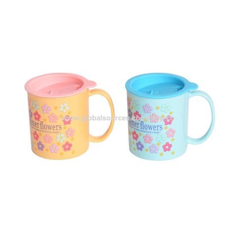 Gelas Plastik Anak-anak, Mug Teh Susu, Gelas Plastik PP dengan Tutup untuk Minuman Panas Dingin