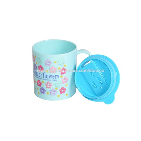 Gelas Plastik Anak-anak, Mug Teh Susu, Gelas Plastik PP dengan Tutup untuk Minuman Panas Dingin