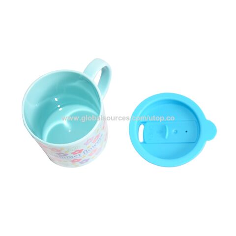 Gelas Plastik Anak-anak, Mug Teh Susu, Gelas Plastik PP dengan Tutup untuk Minuman Panas Dingin