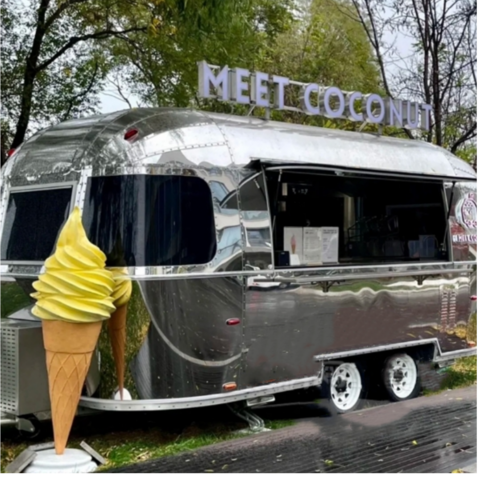 Qingfeng Imbisswagen aus Edelstahl, mobiler Verkaufsstand, multifunktionaler Snackwagen für Kaffee, Caravan