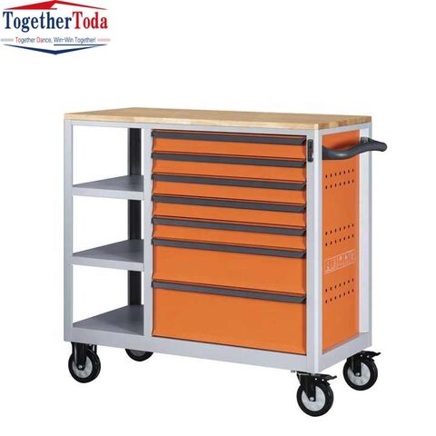 Werkzeugschrank im industriellen Stil mit Wagen, Metallaufbewahrung für Garage und Werkstatt