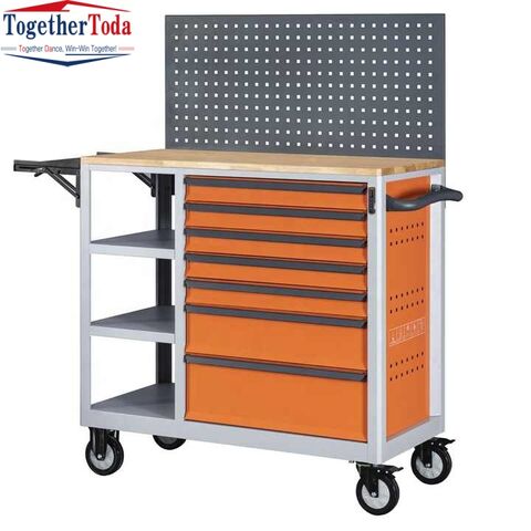 Werkzeugschrank im industriellen Stil mit Wagen, Metallaufbewahrung für Garage und Werkstatt