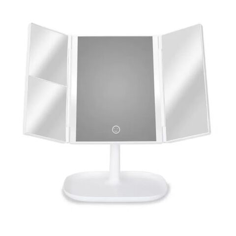 Espejo de maquillaje LED plegable recargable con luz de relleno para escritorio, ideal para dormitorios - Venta al por mayor