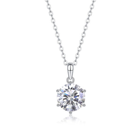 Pingentes de diamante genuínos com 6 garras em prata s925, colar de moissanite, um pingente moderno e sofisticado para mulheres.