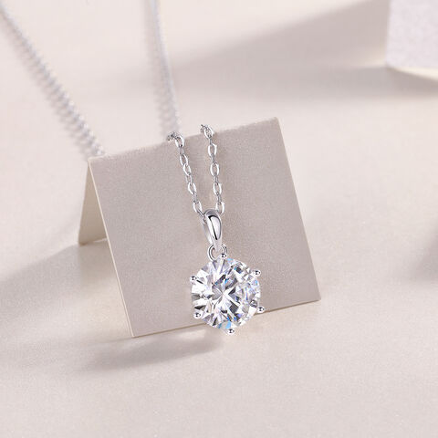 Pingentes de diamante genuínos com 6 garras em prata s925, colar de moissanite, um pingente moderno e sofisticado para mulheres.