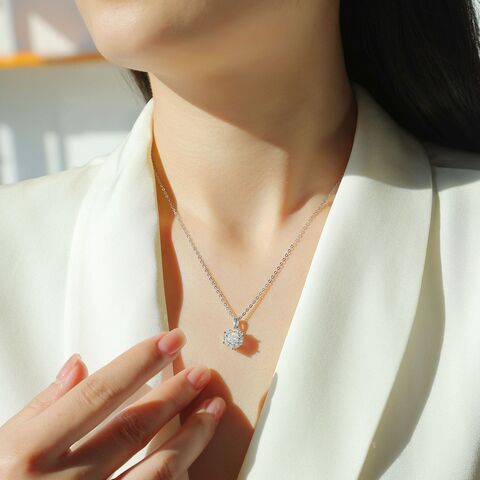 Pingentes de diamante genuínos com 6 garras em prata s925, colar de moissanite, um pingente moderno e sofisticado para mulheres.