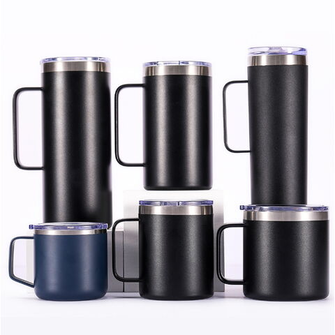 Gobelets à café de voyage isothermes en acier inoxydable avec poignée, nouvelle conception personnalisée en gros d'usine, 12oz 14oz 24oz
