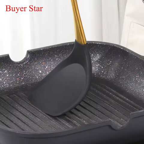 Buyer Star Hochwertiges 6-teiliges Küchenhelfer-Set aus Silikon mit Edelstahlgriff und Halter - Professionelle Küchenwerkzeuge
