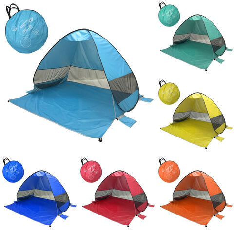 Tienda de campaña al por mayor con protección solar para playa, tienda de campaña totalmente automática para exteriores, adhesivo personalizado para playa