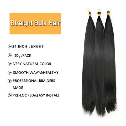 Vente chaude 24 pouces 150g Cheveux raides synthétiques haute température Fibre en vrac Cheveux Tresse africaine Mèches