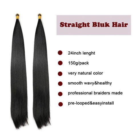 Extensions de Cheveux Lisses en Vrac pour Femmes et Filles DIY 55cm Longues Extensions de Cheveux Synthétiques Cheveux Soyeux en Vrac