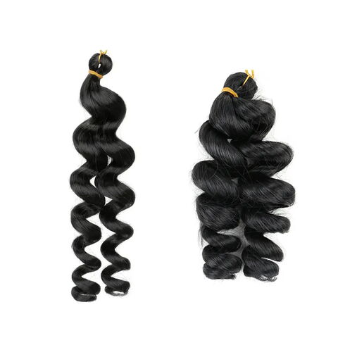 Extensions de Cheveux Synthétiques Ondulés Lâches Bouclés de 55cm pour Tresses - Cheveux Tressés Souples avec Boucles Françaises