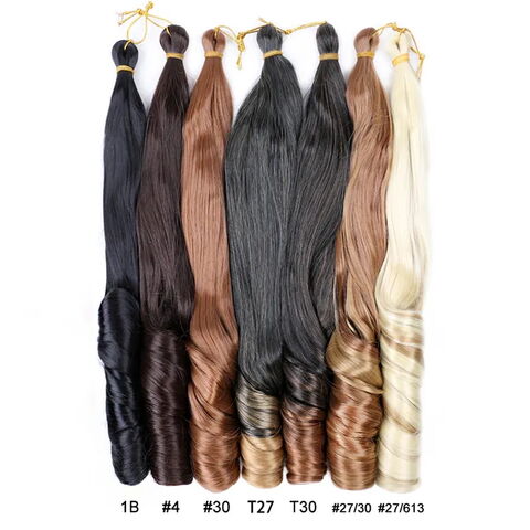 Extensions de Cheveux Synthétiques Ondulés Lâches Bouclés de 55cm pour Tresses - Cheveux Tressés Souples avec Boucles Françaises