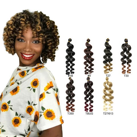 Extensions de Cheveux Synthétiques Ondulés Lâches Bouclés de 55cm pour Tresses - Cheveux Tressés Souples avec Boucles Françaises