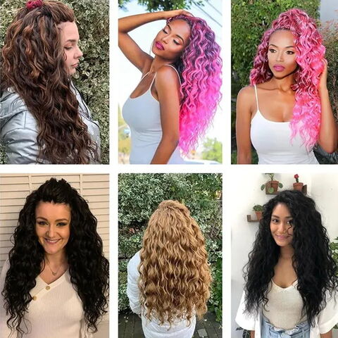 Extensions de Cheveux Synthétiques Ondulés Lâches Bouclés de 55cm pour Tresses - Cheveux Tressés Souples avec Boucles Françaises