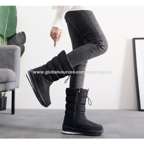 Bottes de neige pour femmes mi-mollet, Bottes de neige rondes pour femmes, Bottes de neige en caoutchouc pour femmes