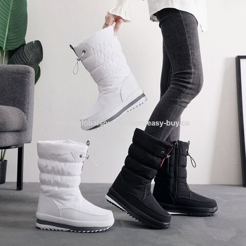 Bottes de neige pour femmes mi-mollet, Bottes de neige rondes pour femmes, Bottes de neige en caoutchouc pour femmes