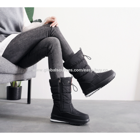 Bottes de neige pour femmes mi-mollet, Bottes de neige rondes pour femmes, Bottes de neige en caoutchouc pour femmes