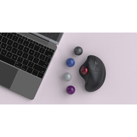 2.4G + BT1 + BT2 Ergonomische kabellose optische Trackball-Maus, präzise, leichtgängige Daumensteuerung, 3 Geräteverbindungen
