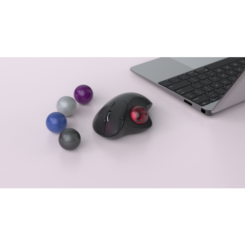 2.4G + BT1 + BT2 Ergonomische kabellose optische Trackball-Maus, präzise, leichtgängige Daumensteuerung, 3 Geräteverbindungen